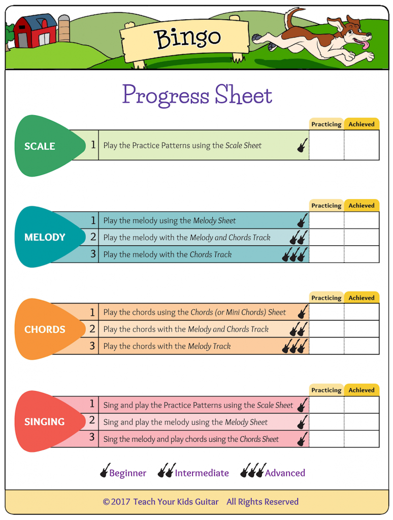 Bingo Progress Sheet Small